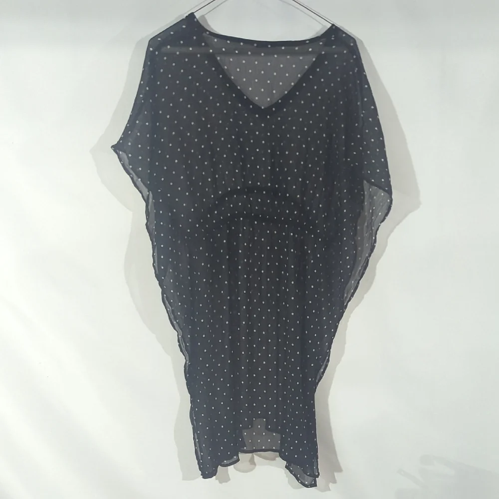 LAST CHANCE Jessica Black Sheer Dress with White Dots - Picture 5 of 5